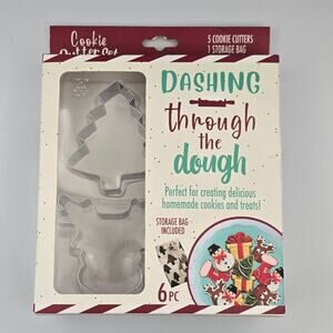 Evriholder Dashing Through the Dough 5 Christmas Cookie Cutters 1 Storage Bag